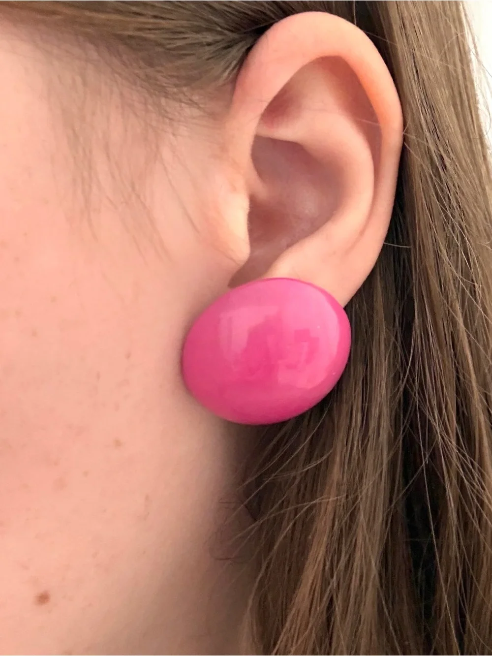 Magenta Dome Button Stud Earrings - Women's Accessories